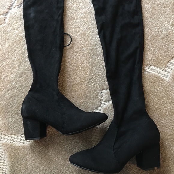Shoes - Over the knee faux suede boots